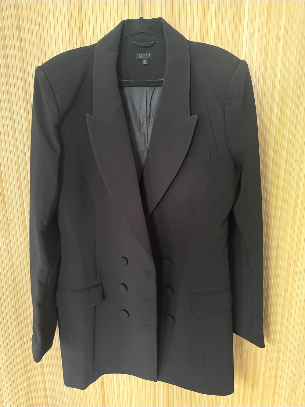 NBD Black Double-Breasted Tailored Blazer